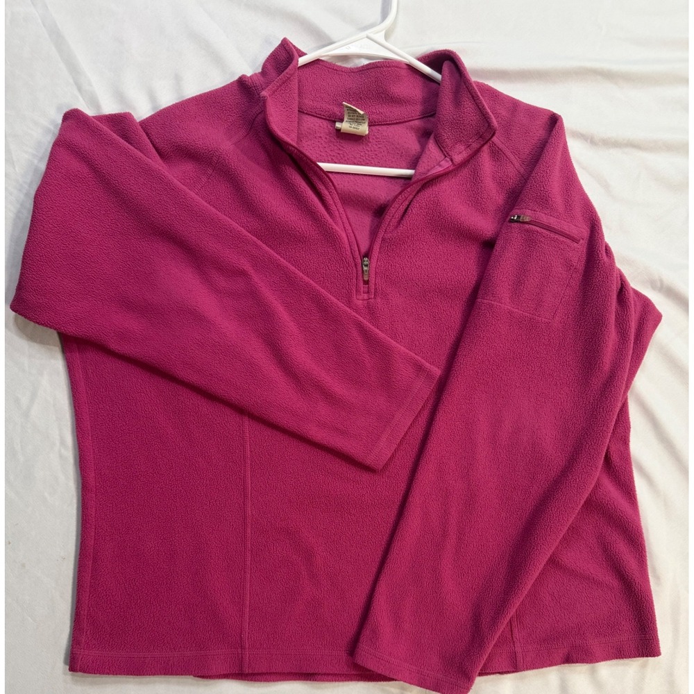 LL Bean Magenta Pink Quarter Zip Fleece Pullover XL Regular Mock Neck 0FPU3